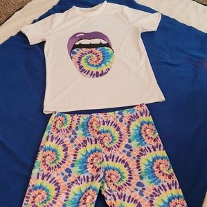 Shorts set purple tye dye Women extra large